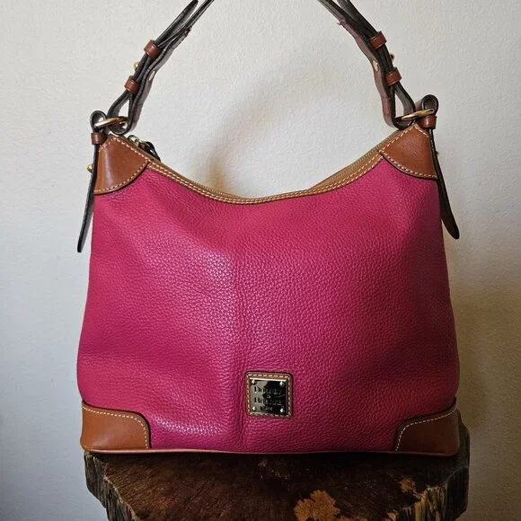 Dooney & Bourke Erica Pebbled Leather Hobo Shoulder Bag Fuchsia Pink - Picture 15 of 16